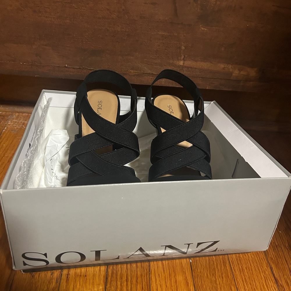 Solanz Women's Elegant Black Sandals
